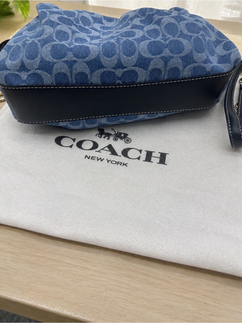 Coach Blue Signature Monogram Ruched Shoulder Bag - Picture 4 of 7